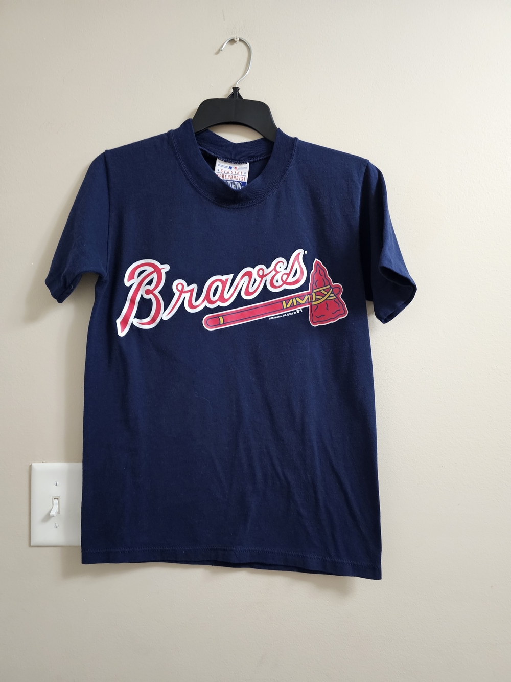 Vtg 90s Atlanta Braves Single Stitch Shirt #14 -  1995 World Series Era Tomahawk